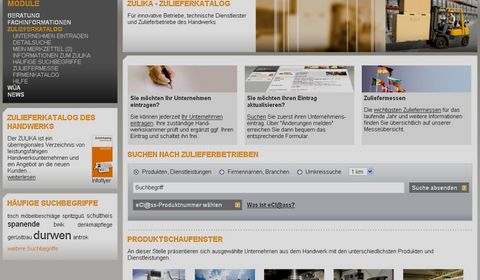 Neue Funktionen, neue Optik: der Zulieferkatalog des Handwerks unter www.zulika.de.